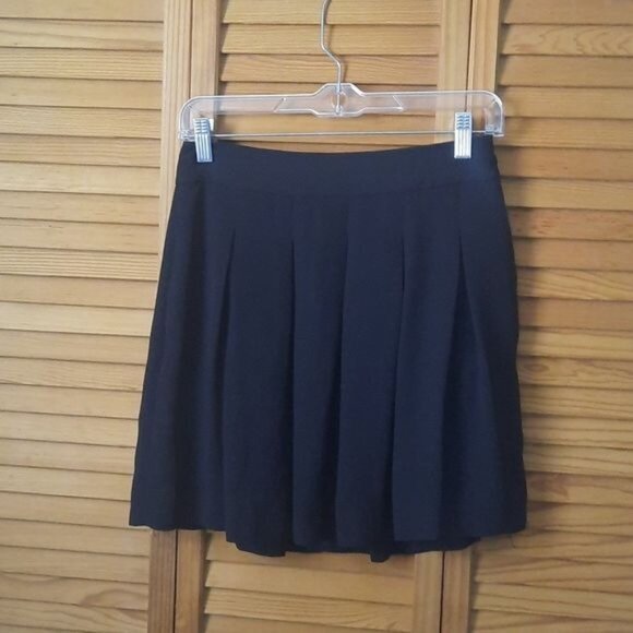 Banana Republic Black Sheer Lined Pleated Skater Shirt Size 0P - Picture 1 of 4